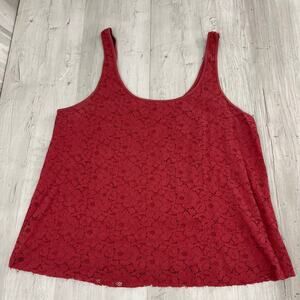 American Eagle Pink Floral Lace Sleeveless Lined Back Zipper Boho Tank Top Large